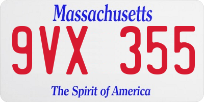 MA license plate 9VX355