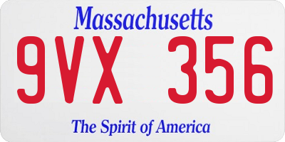 MA license plate 9VX356