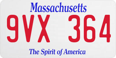 MA license plate 9VX364