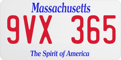 MA license plate 9VX365