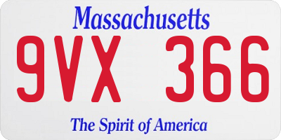 MA license plate 9VX366