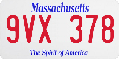 MA license plate 9VX378