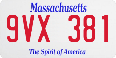 MA license plate 9VX381