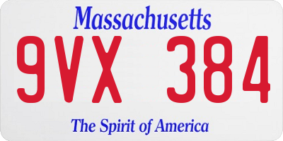 MA license plate 9VX384