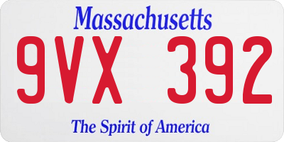 MA license plate 9VX392
