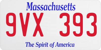MA license plate 9VX393