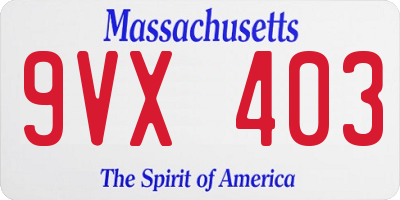 MA license plate 9VX403