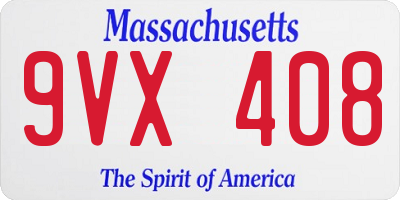 MA license plate 9VX408