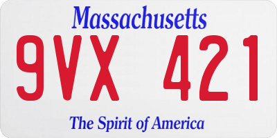 MA license plate 9VX421
