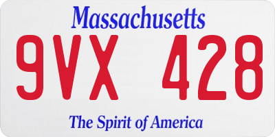 MA license plate 9VX428