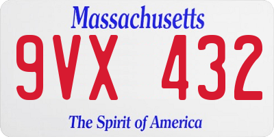 MA license plate 9VX432