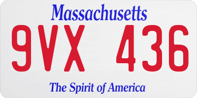 MA license plate 9VX436