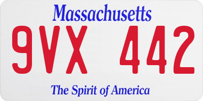 MA license plate 9VX442