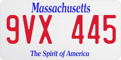 MA license plate 9VX445