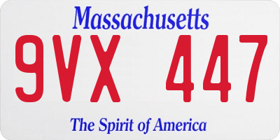 MA license plate 9VX447