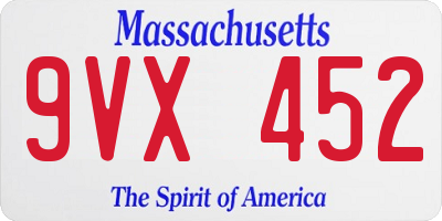 MA license plate 9VX452
