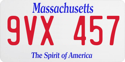MA license plate 9VX457
