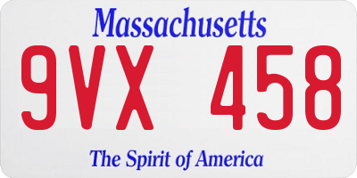 MA license plate 9VX458