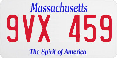 MA license plate 9VX459