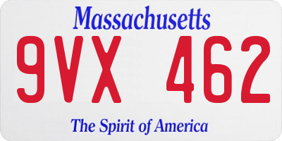 MA license plate 9VX462