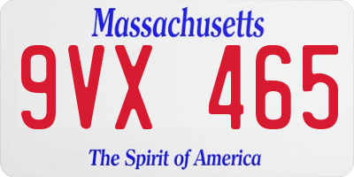MA license plate 9VX465