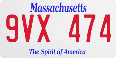 MA license plate 9VX474