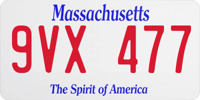 MA license plate 9VX477