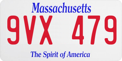 MA license plate 9VX479