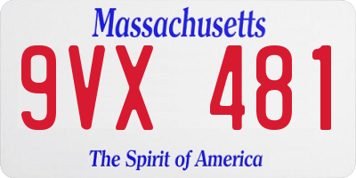 MA license plate 9VX481