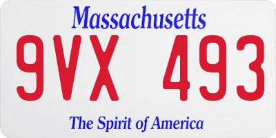 MA license plate 9VX493
