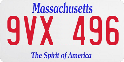 MA license plate 9VX496