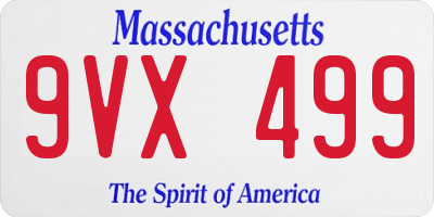 MA license plate 9VX499