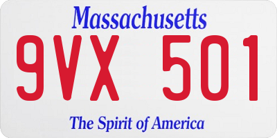 MA license plate 9VX501