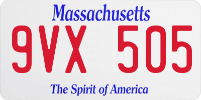 MA license plate 9VX505