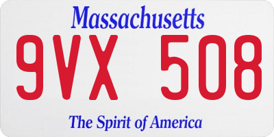 MA license plate 9VX508