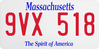 MA license plate 9VX518
