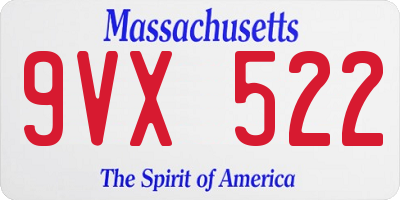 MA license plate 9VX522