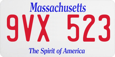 MA license plate 9VX523