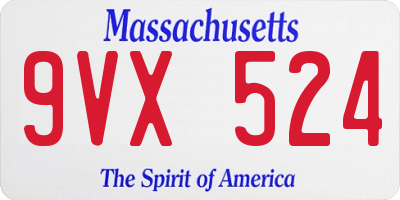 MA license plate 9VX524