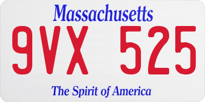 MA license plate 9VX525