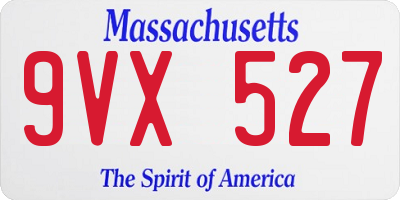 MA license plate 9VX527