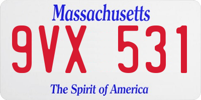 MA license plate 9VX531