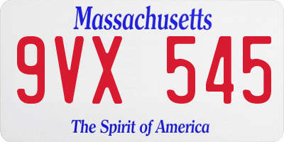 MA license plate 9VX545