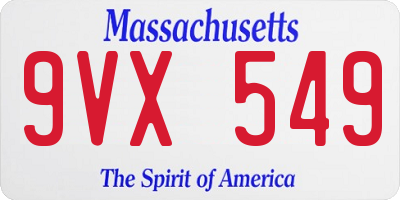 MA license plate 9VX549
