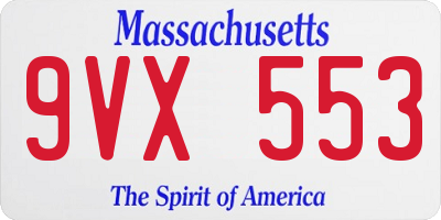 MA license plate 9VX553
