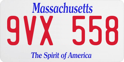 MA license plate 9VX558