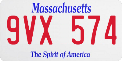 MA license plate 9VX574