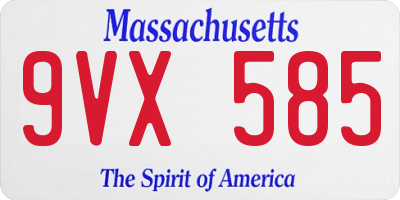 MA license plate 9VX585