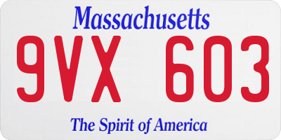 MA license plate 9VX603