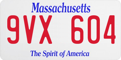 MA license plate 9VX604